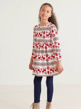 Hanna Andersson Dear Deer Reindeer Holiday Dress Sz 120cm